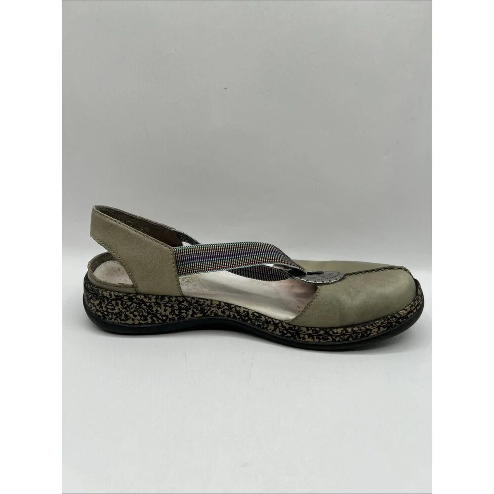 Rieker Anti Stress Women's 37 US 6.5 Daisy Slip On Mary Jane Comfort Shoes Green